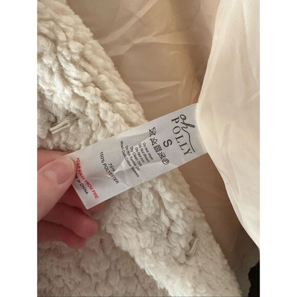 Oh Polly Wynter Shearling Penny Lane Coat Large Front Pockets in Cream Small - Picture 8 of 8